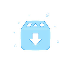 Separate garbage waste collection flat vector icon. Filled line style. Blue monochrome design. Editable stroke