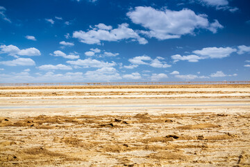 danakil depression salt flats in the mid day sun