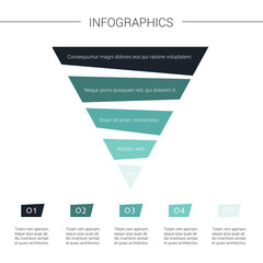 Pyramid Infographics. Funnel Pyramid with 5 charts