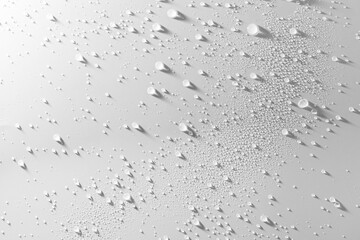 Close up of water drops on white background.