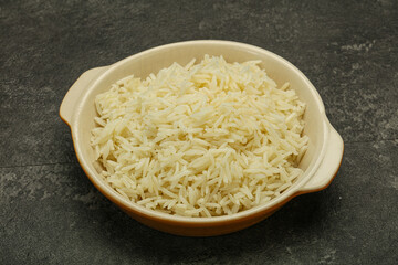 Steamed basmati rice in the bowl