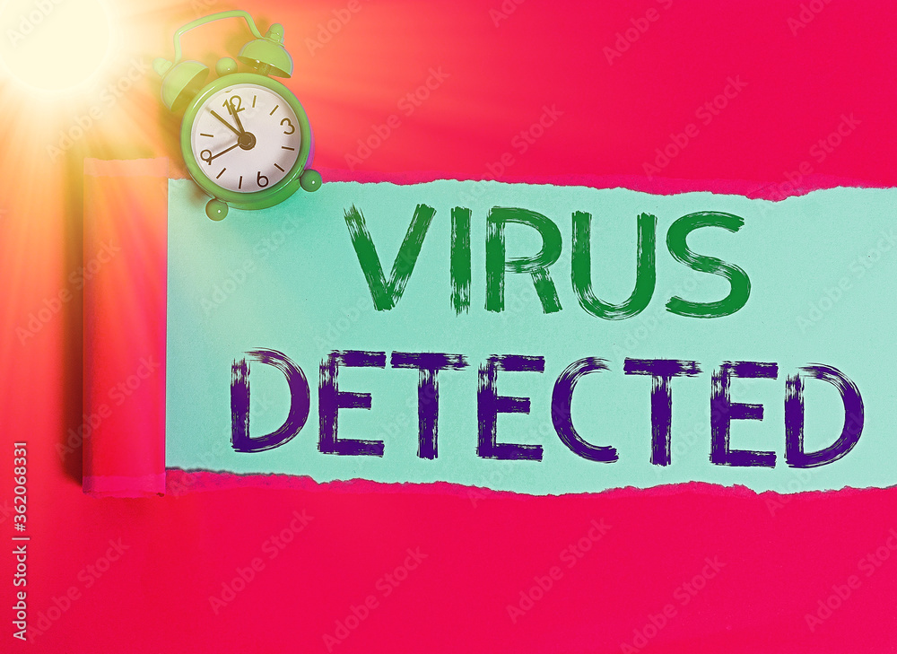 Poster writing note showing virus detected. business concept for a computer program used to prevent and rem