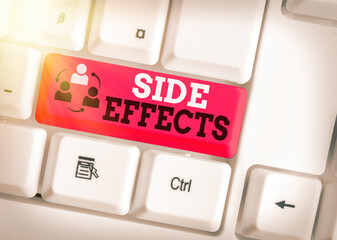 Handwriting text writing Side Effects. Conceptual photo Typically undesirable effect of a drug or...