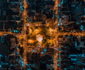 Aerial view of a square in a brazilian city
