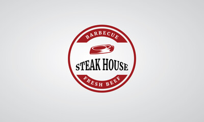 Obraz premium Illustration Vector Steak Beef , can for logo restaurant or for house steak with style vintage modern, logo template steak beef. Vector EPs10