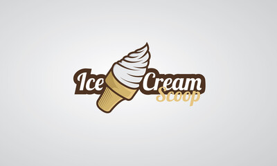 Illustration Vector Logo Ice cream can for sticker scoop , cone or sign waffle , Eps 10