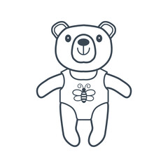 Teddy bear. Children toy concept. Cute line art vector illustration isolated on white background. Can be used for child textile, design, fabric, T-shirt.