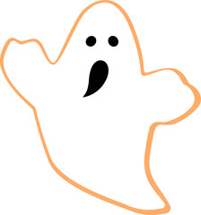 Happy Halloween card. White ghost, vector illustration