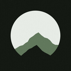 Scarlet color Mountains rocks silhouette art logo design illustration