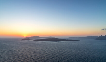 Fototapeta na wymiar Sunset over Caldera on Santorini island in Greece.