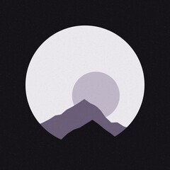 Caviar color Mountains rocks silhouette art logo design illustration