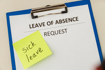Personal leave ob absence statement form at the desk