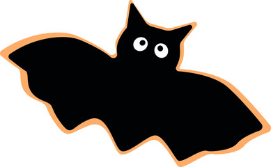 Happy Halloween card. Black bat, vector illustration