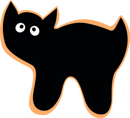 Happy Halloween card. Black cat, vector illustration