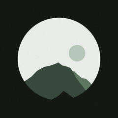 Cyan color Mountains rocks silhouette art logo design illustration