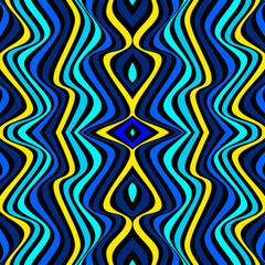 Abstract turquoise seamless pattern with stripes in op art style. Modern concepts for your design.