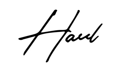 Haul Handwritten Font Calligraphy Black Color Text 
on White Background