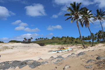 Plage d'Anakena à l'île de Pâques
