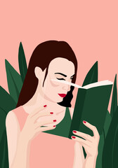 Girl with book illustration vector