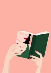 Hands with book illustration vector