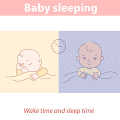 Baby sleeping. Healthy day and night sleeping mode