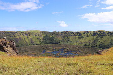 Fototapeta premium Cratère du volcan Rano Kau à l'île de Pâques