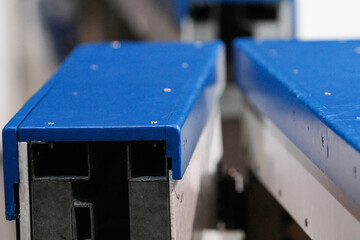 Fototapeta na wymiar A closeup of an ice hockey rink board with an open gate.