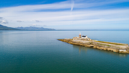 Fenit lighthouse on Samphire island in county Kerry, The lighthouse was built on the west coast of Ireland in 1851