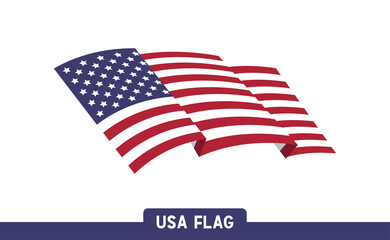 USA flag, national emblem of the United States of America. Vector design. Independence day patriotic symbol.