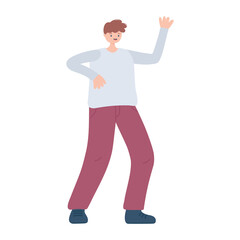 happy young man character cartoon standing isolated design icon