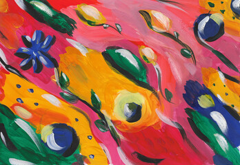 bright abstract painting a La Kandinsky, gouache