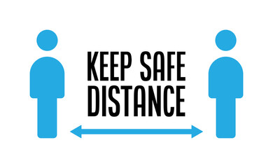 Keep your distance. Social preventive measure for coronavirus prevention. Warning sign with person icon.