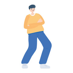 happy young man character cartoon standing isolated design icon