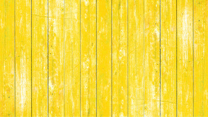 Old grunge yellow painted exfoliatet peeled of rustic bright light wooden shabby vintage texture -...