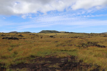 Lande rocheuse à l'île de Pâques