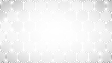 White futuristic background. Hexagon shapes. Technology presentation template. Neutral backdrop for business or science data. Abstract geometric vector illustration. Simple polygonal texture