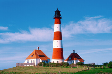 Fototapeta na wymiar Lighthouse Westerhever in Germany