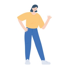 cheerful young woman character cartoon female isolated design icon