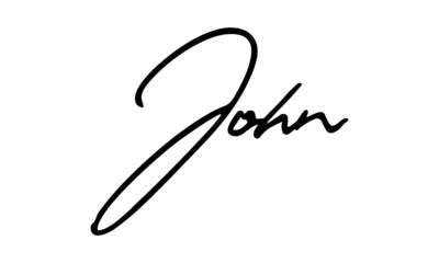 Obraz premium John-male name Handwritten Font Calligraphy Black Color Text on White Background
