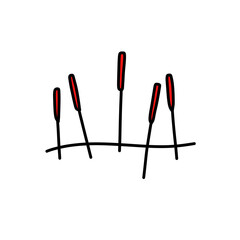 acupuncture needles doodle icon, vector color illustration