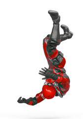 battle pilot is falling down up in white background