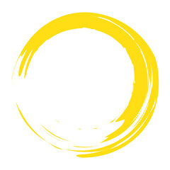 Circle brush stroke vector isolated on white background.Yellow enso zen circle brush stroke.For round stamp, seal, ink and paintbrush design template.Grunge hand drawn circle shape,vector illustration