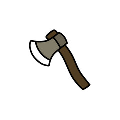 ax doodle icon, vector color line illustration