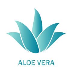 Aloe vera icon isolated on white background. Aloe vera green plant. Flat icon for logo, label and sticker. Creative art concept, vector illustration of aloe vera leaf