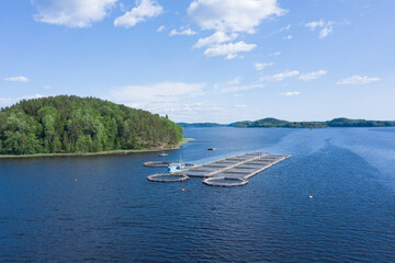 Obraz premium Aquaculture farms in Karelia, Russia