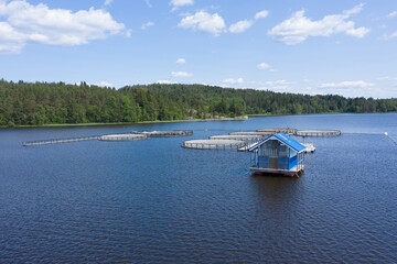 Naklejka premium Aquaculture farms in Karelia, Russia