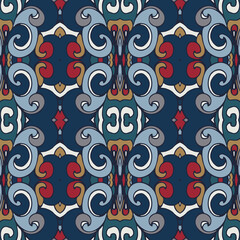 Tribal vintage abstract geometric seamless pattern ornamental. Boho embroidery textile design