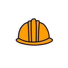 construction helmet doodle icon, vector color illustration