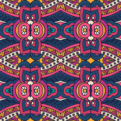 Ethnic tribal festive pattern for fabric. Abstract Doodle style seamless pattern ornamental. Mexican design