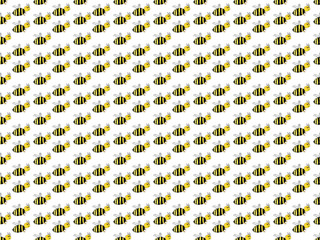 Funny bee pattern white background. Watercolor drawing
